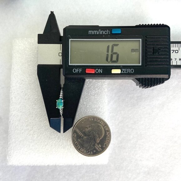 Sterling Silver 925 Minimalist Prong Set Turquoise Twisted Rope Band Ring Sz 8 - Picture 15 of 16